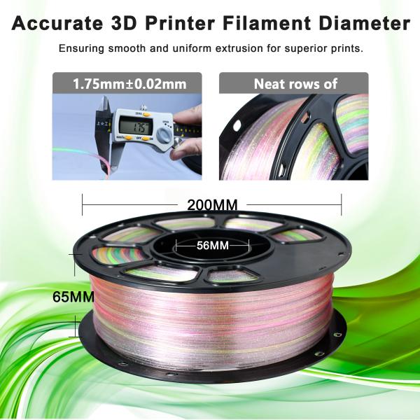 Iboss High Strength PLA+ Filament Glitter Rainow 3D Printing Filament ROHS Compliant