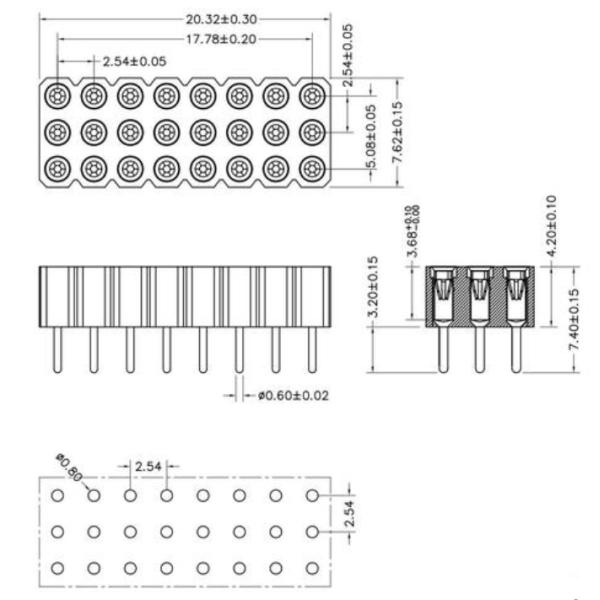 3x27P 2.54 Mm Pitch Female Pin Connector IC 2.54 Mm Female Header Strip