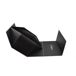 Black Flat Pack Folding Hard Cardboard Gift Boxes Biodegradable Printed