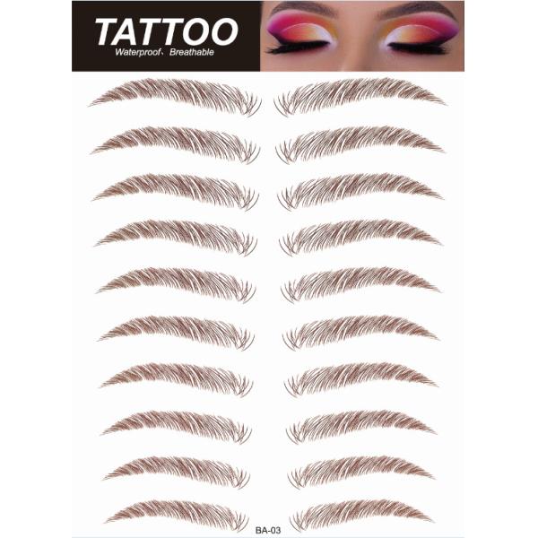 Custom 6D Waterproof Immerse-in-Water Embroidery Temporary Fashionable Natural Simulation Eyebrow Tattoo Stickers Paper for Face