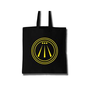 Green yellow printed classic black cotton bag