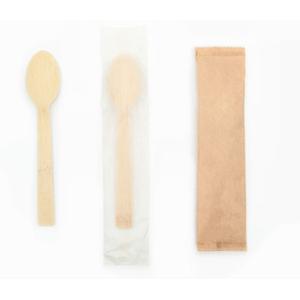 17cm Compostable Bamboo Spoon Biodegradable Disposable Spoon With Kraft Paper