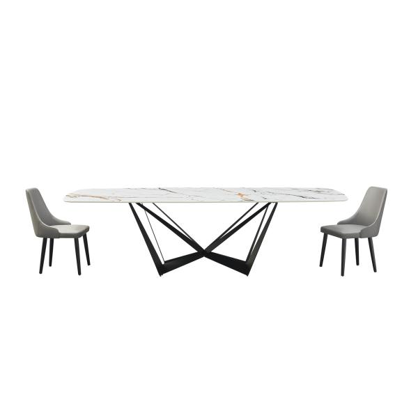 Nordic Luxury Ceramic Marble Top Dining Table Set For 6 Seater Eco Friendly