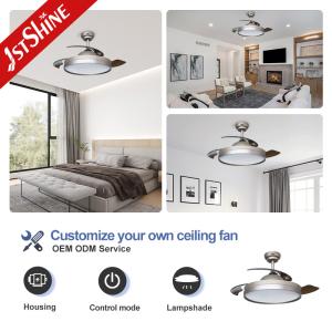 Modern 35W LED Retractable Ceiling Fan Light Dimmable ABS Blades
