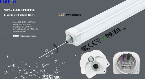 Fulton C Series IP66 1500mm LED Tri Proof Light Waterproof Office Linkable For