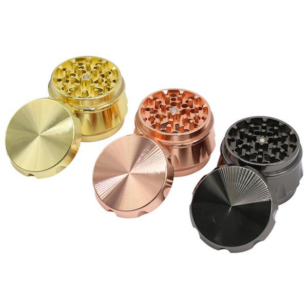 Buy Flat Drum Shaped Side Concave Metal Herb Grinder Cigarette Set at wholesale prices