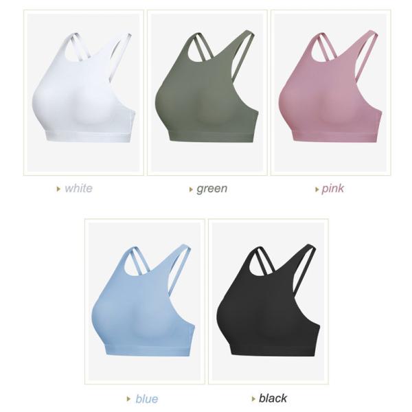 Padded Yoga Moisture Wicking Shockproof Bra Cross Back Round Neck Sports Bra