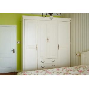 White Antique Style MDF material Wardrobe With Trouser Rack Multi Door Optional