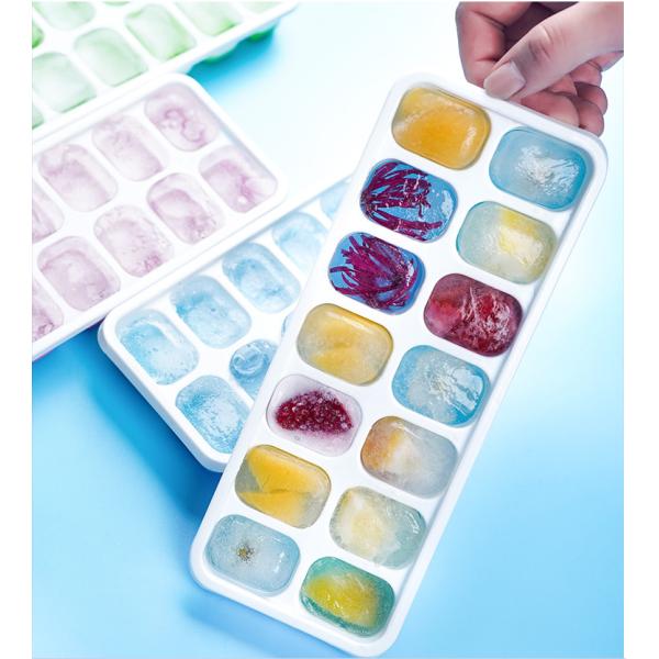 Stocked 14 Cavity Ice Cube Maker Molds with Lids and Bpa Free PP Plastic
