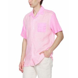 China 100% Linen Camp Collar Business Mens Casual Short Sleeve Shirts Contrast Check Pattern on sale