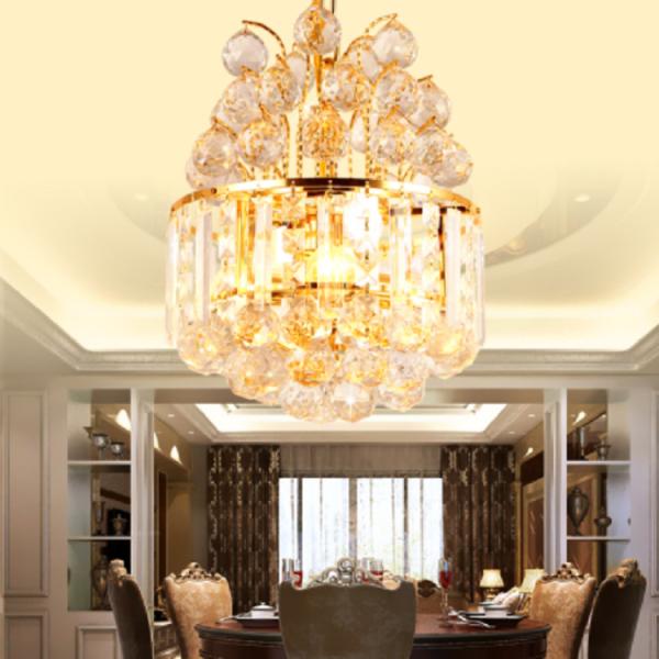 Art Round Crystal Pendant Light For Indoor Living Room E14