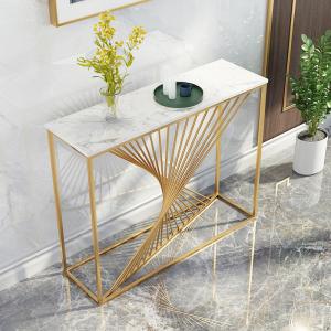 Glossy Narrow Marble Top Console Foyer Table Width 45cm