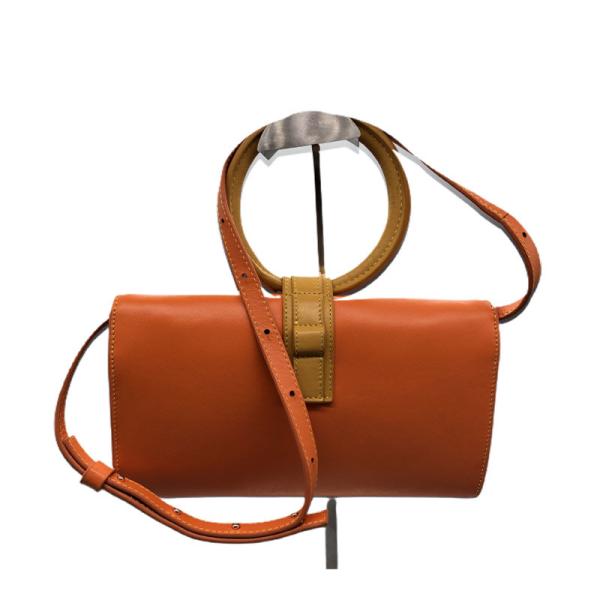 OEM ODM Genuine Leather Orange Tote Handbag For Women