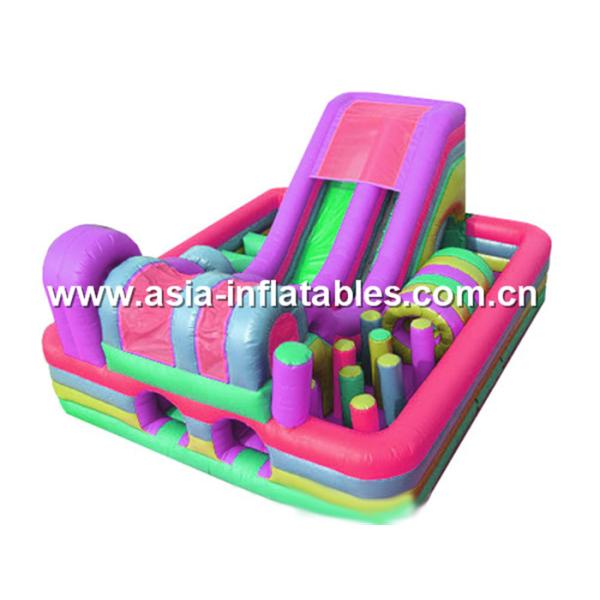 Buy Customized Inflatable Green Obstacle Challenges Course With Printed Business Logo at wholesale prices
