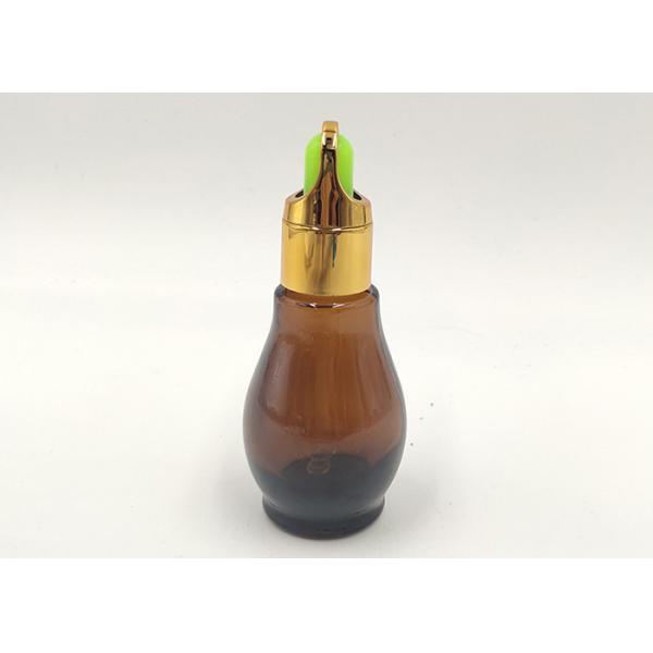 30ml Amber Color Glass Cosmetic Bottles With Golden Cap For Essential Oil