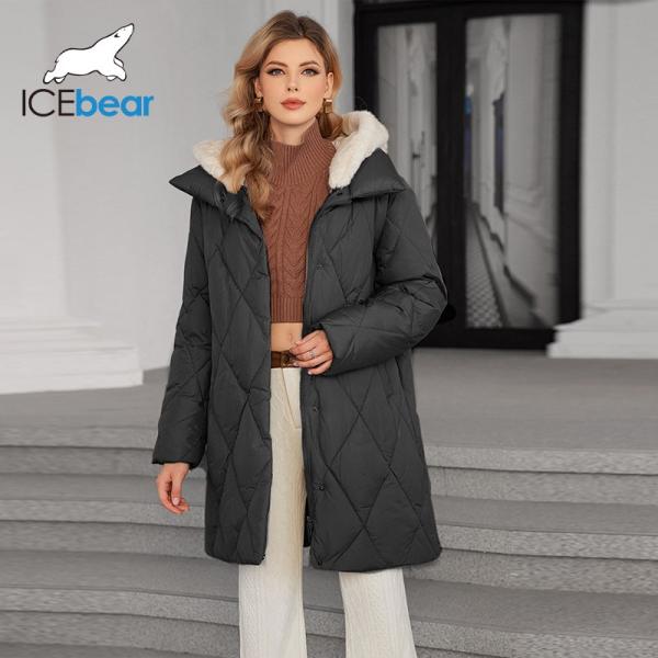 artificial fur hook, big sizes, Thickened Mid Length Down/Cotton Jacket With Detachable Mink Fur Hat Showcasing Winter Elegance, for big size for women who need to a looser coat