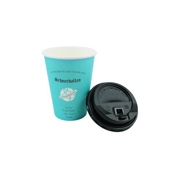 Logo Printed 400ml Cold Drink Paper Cups With Black Lids Preventing Leakage Effectively
