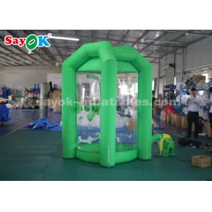 Green Cube Inflatable Money Machine Booth With One Air Blower For Promotion