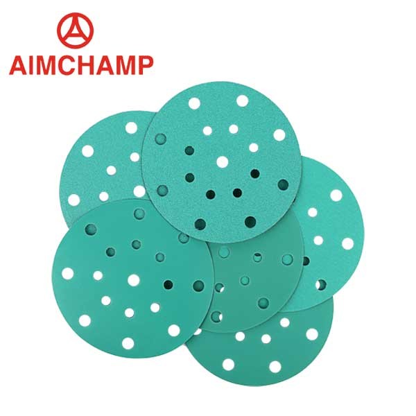 Buy 6inch car putty Sanding Discs Hook And Loop film polyester substrate green at wholesale prices