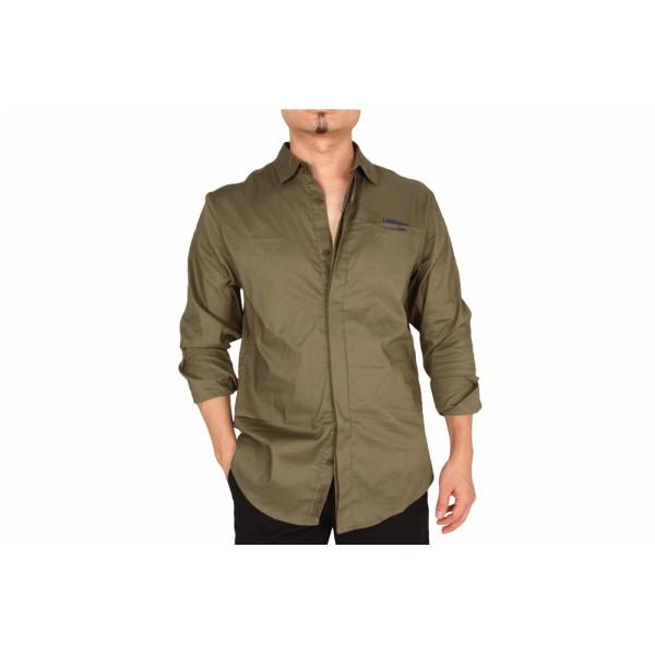 Solid Color Business Men'S Casual Stretch Shirts 59% Cotton 35% Nylon