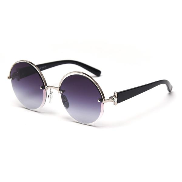 Buy Cut Half Frame UV400 Hollow Round Polarized Sunglasses Female Ins Net Celebrity Street Fashion at wholesale prices