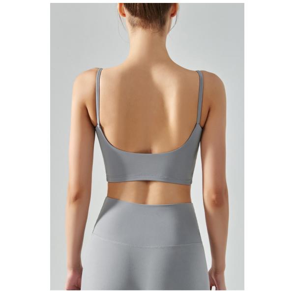 Solid Color Female Fitness Sports Bra Thin Belt Breathable Yoga Vest With Breast Pad