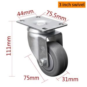 EDL Medium Duty Zinc Coating 3inch 110kg Plate TPE Caster by Rigid, Swivel and