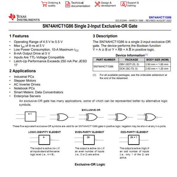 SN74AHCT1G86DBVR XOR (Exclusive OR) IC 1 Channel SOT-23-5 Integrated Circuit Chip