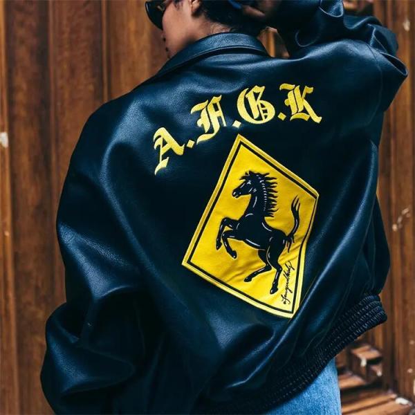 Black Yellow Leather Versity Jacket for Men Manufacturer Bulk Bomber Plus Size Men′s Letterman Varsity Jackets