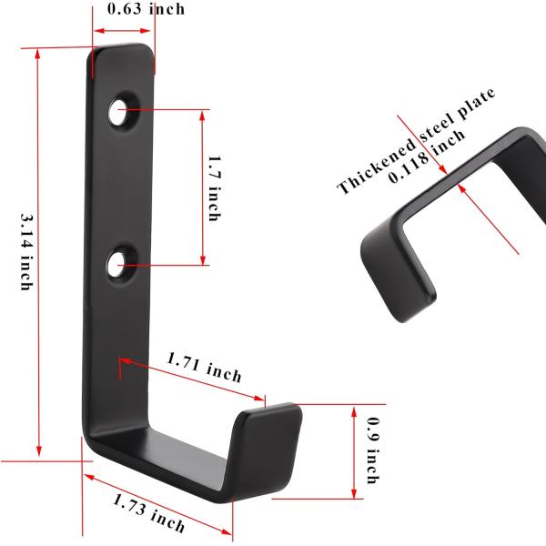 Rohs Certified Towel Hooks Heavy Duty Black Wall Hooks 0.51*0.51*3.7inch Dimensions