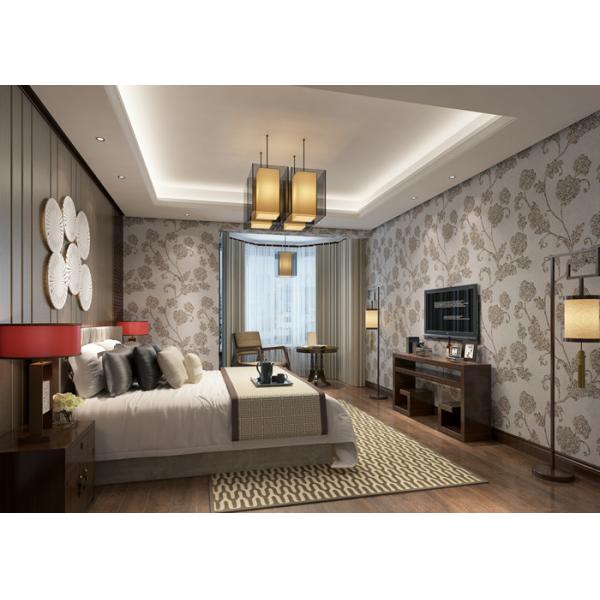 Buy Embossed 3D Floral Vinyl Country Style Wallpaper Light Grey Moisture Proof at wholesale prices