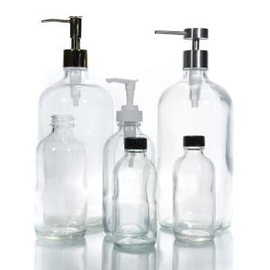 Pump Bottle Dispenser Refillable Glass Pump Bottles Wide Mouth Jar
