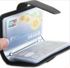 Custom Black Leather Mens Credit Card Holders Wallets