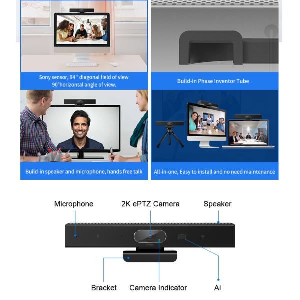 Video Conference System With audio 3A algorithm, conference sound source acquisition and accurate noise suppression