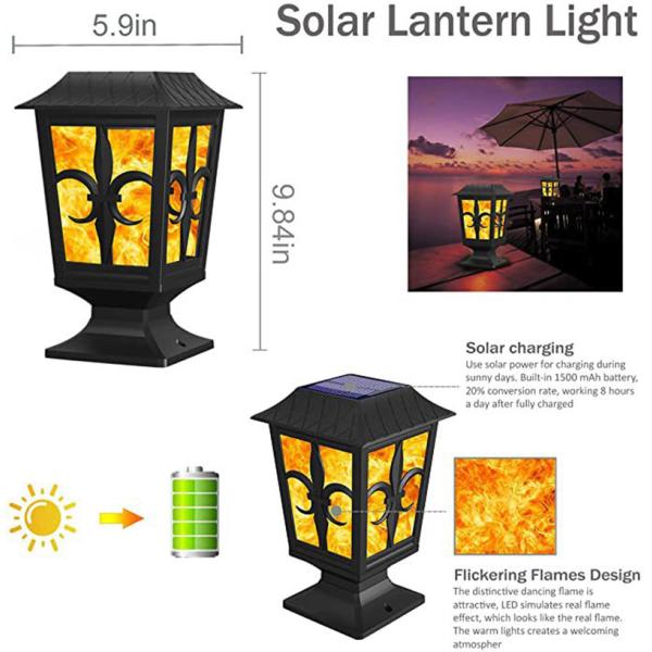 IP 65 Outdoor Solar Wall Lights 3.2V Fire Flame Waterproof Garden LED Wall Lamp