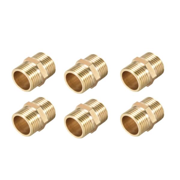 Buy Brass Pipe Fitting Connector Straight HeX Nipple Coupler 3/8 X 3/8 G Male Thread Hose Fittings Gol Brass Stopcock Valves at wholesale prices