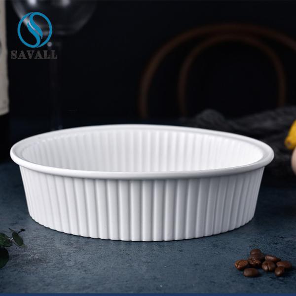 Buy Oval Striated White Disposable Bowl Savall Disposable Microwave Bowls at wholesale prices
