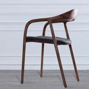 Contemporary Ash Wood Dining Chair with Leather Fabric Cushion