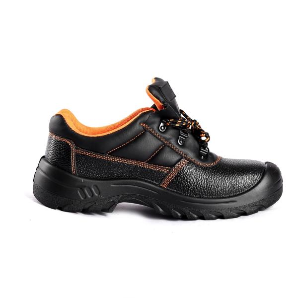 Black Leather Ultimate Protection Support Sport Safety Shoes Comfortable Lace Up PU Sole