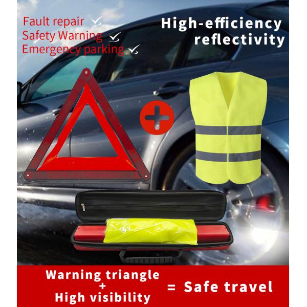 EVA Box Car Warning Triangle Reflective Vest 2 in 1/safety Vest and Car Warning Triangle