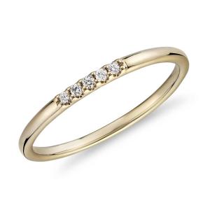 Dainty 14K Yellow Gold Jewelry , Matching Stacking 0.05ct diamond band ring OEM