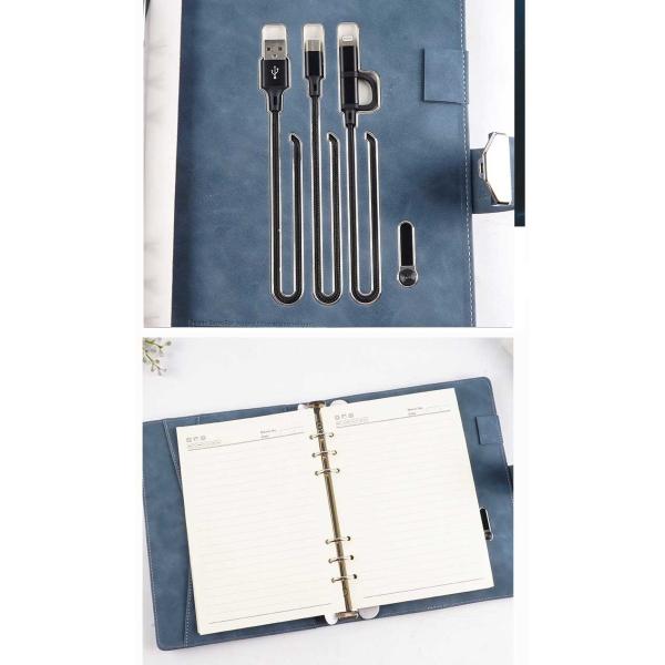 Waterproof Multiscene PU Leather Notebook , Recyclable Notepad With Power Bank