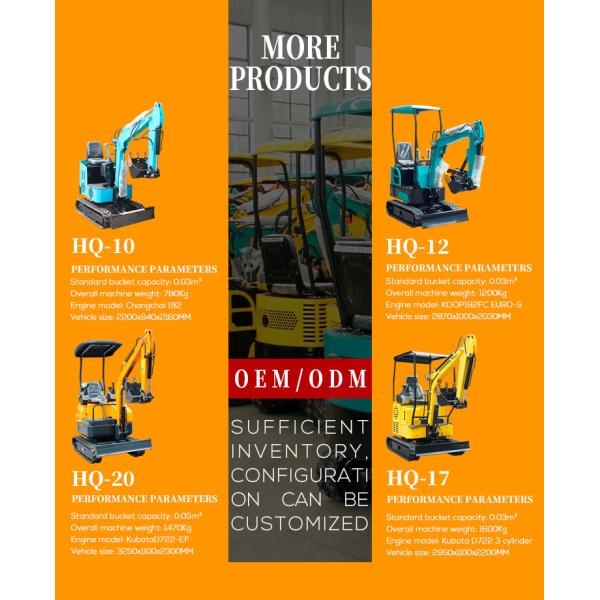 Good Quality Crawler EPA CE Excavator 1 Ton Mini Excavator 1.2 Ton 1.8 Ton 2 Ton Digger Flail Mower for Sale