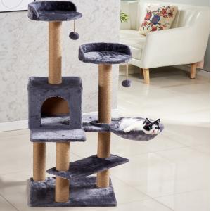 Wood Cat House Scratcher Black Cat Scratching Pole Tower Customized