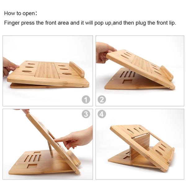 Affordable Sustainable Bamboo Foldable Laptop Holder for Desk Portable in Living Room