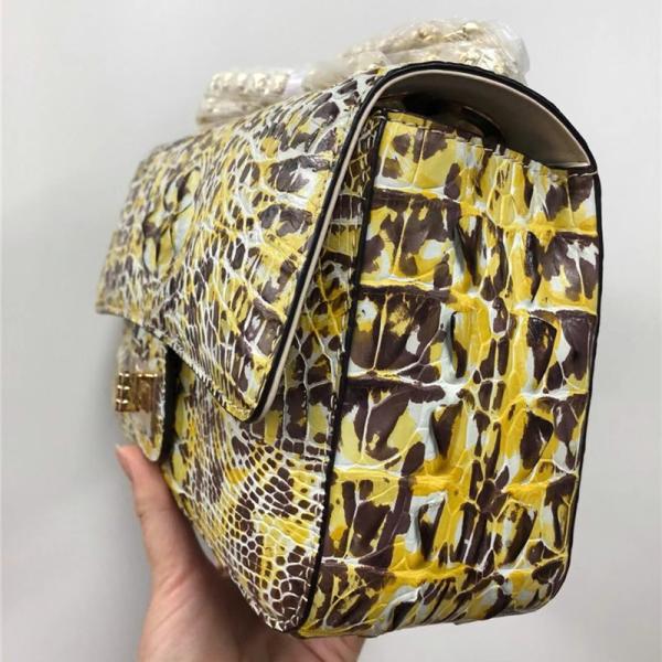 Authentic Crocodile Skin Women Flap Bag Genuine Alligator Leather Lady Colorful Chain Purse Female Single Shoulder Bag