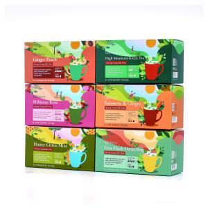 Varnished Custom Printed Cardboard Box Packaging For 48g Tea And Coffee Drink