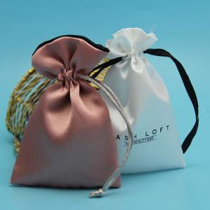 Rose Gold Silk Satin Crystal Aura Packaging Drawstring Bag
