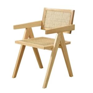 Custom Wooden Dining Chair with Rattan Seat OEM