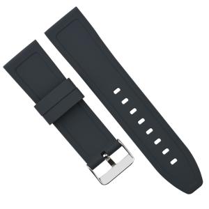 Flat 24mm Mens Rubber Watch Bands With Square Holes